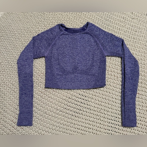 Matching long sleeve crop top & legging workout set - Picture 2 of 4